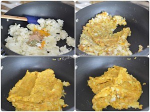 Aloo in pan and spices added