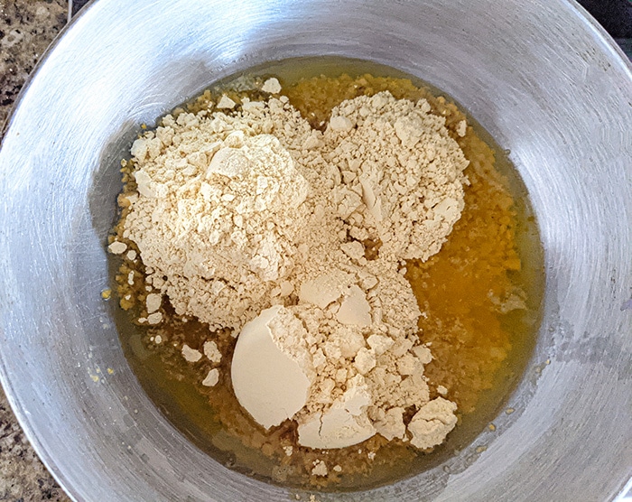 Add besan to the kadhai