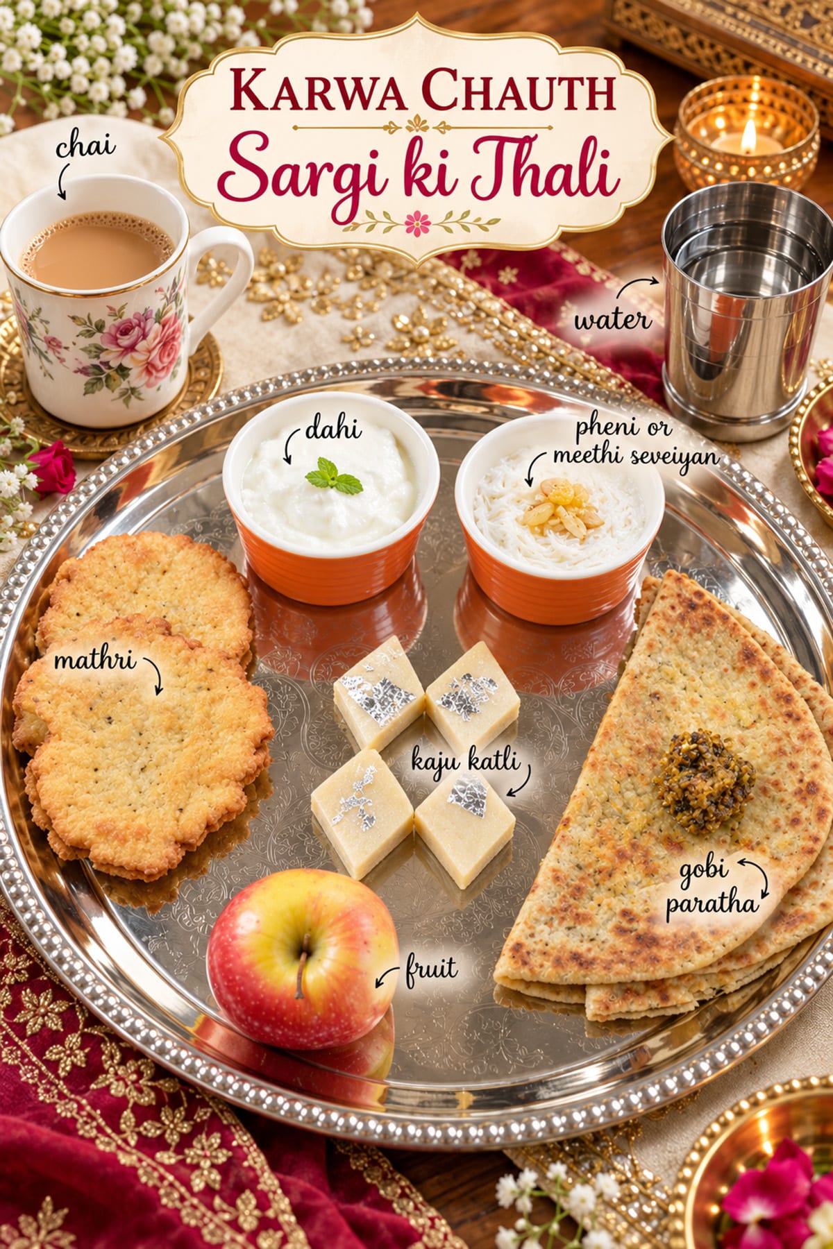 Karwa Chouth Sargi ki Thali and Puja ki thali