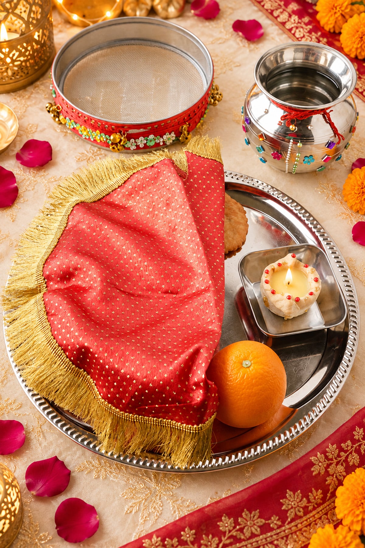 Karwa Chouth Sargi ki Thali and Puja ki thali