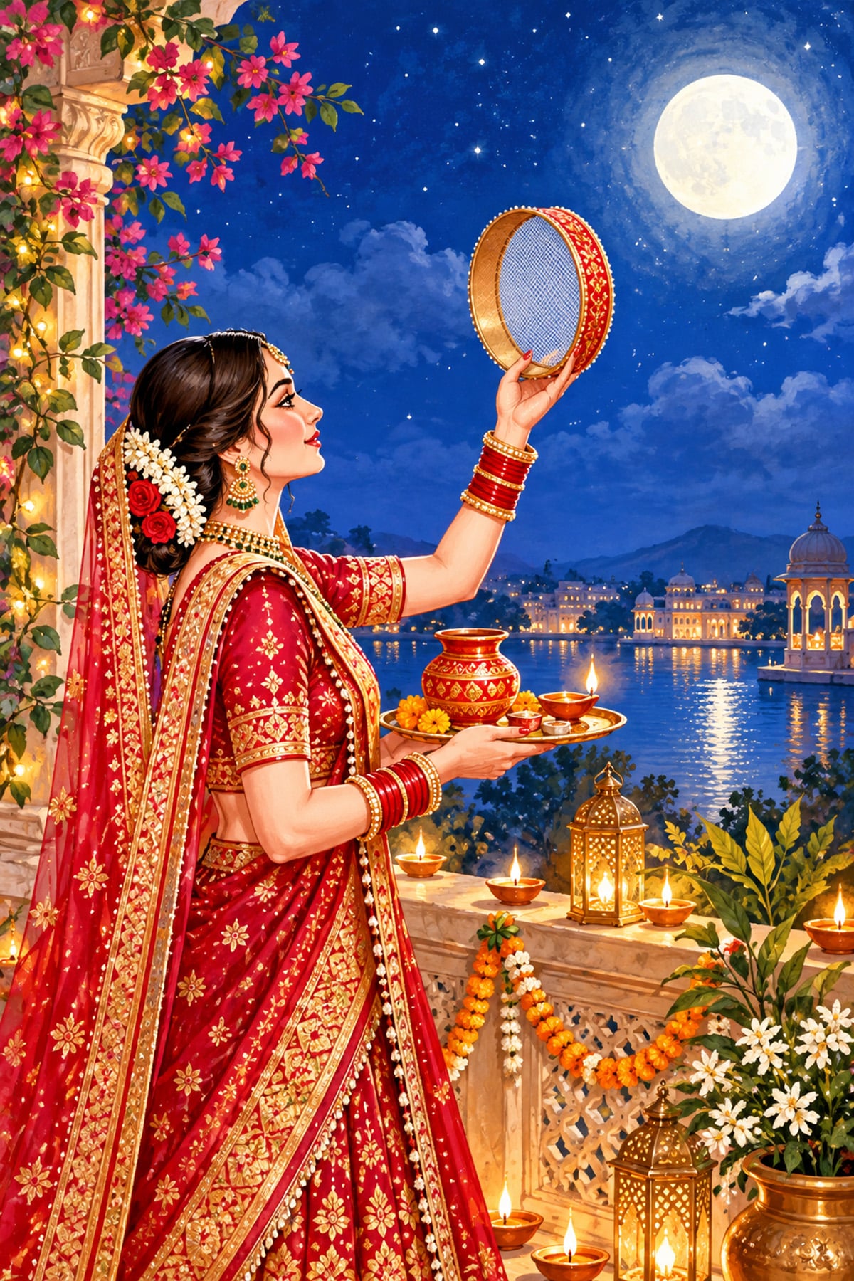 Karwa Chouth Sargi ki Thali and Puja ki thali