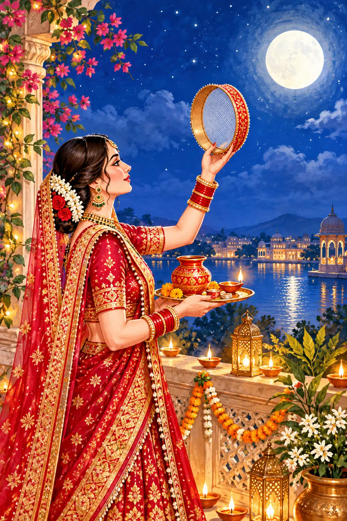 Karwa Chouth Sargi ki Thali and Puja ki thali