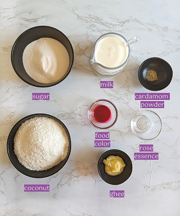 Layered Coconut Burfi Ingredient List