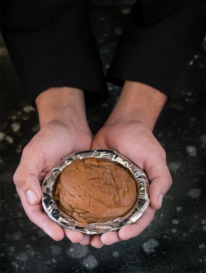 Atte ka halwa in hands