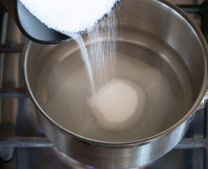 Boil sugar and water