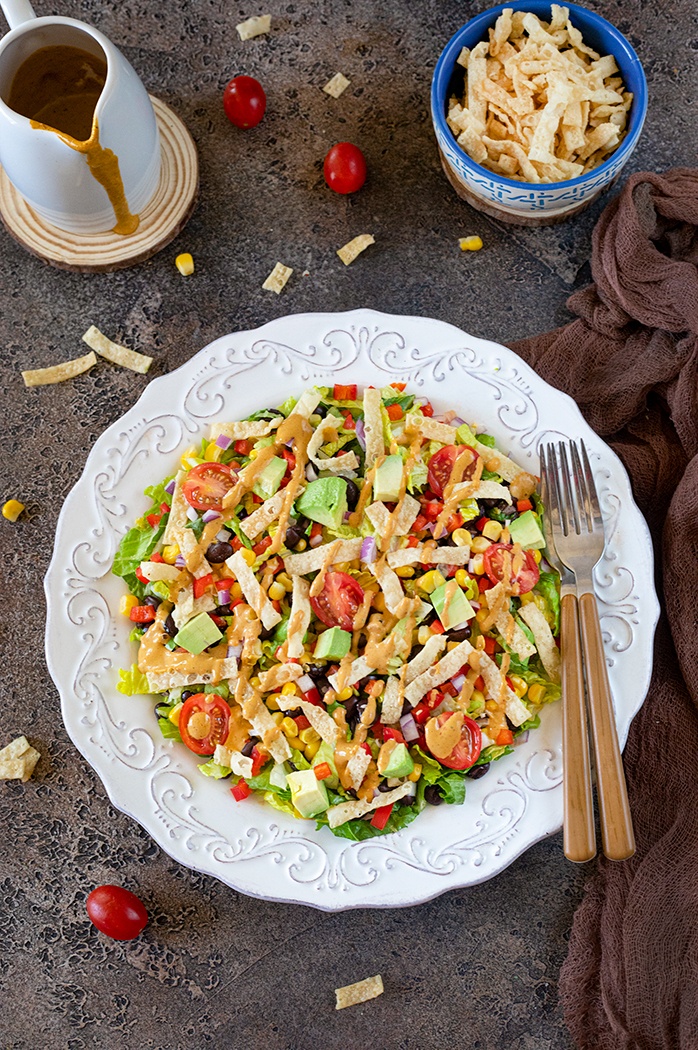 southwestern black bean and corn salad on a plate