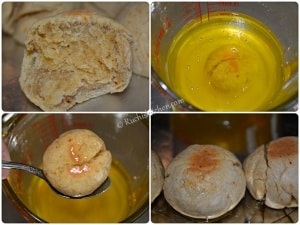 Bati dipped in ghee