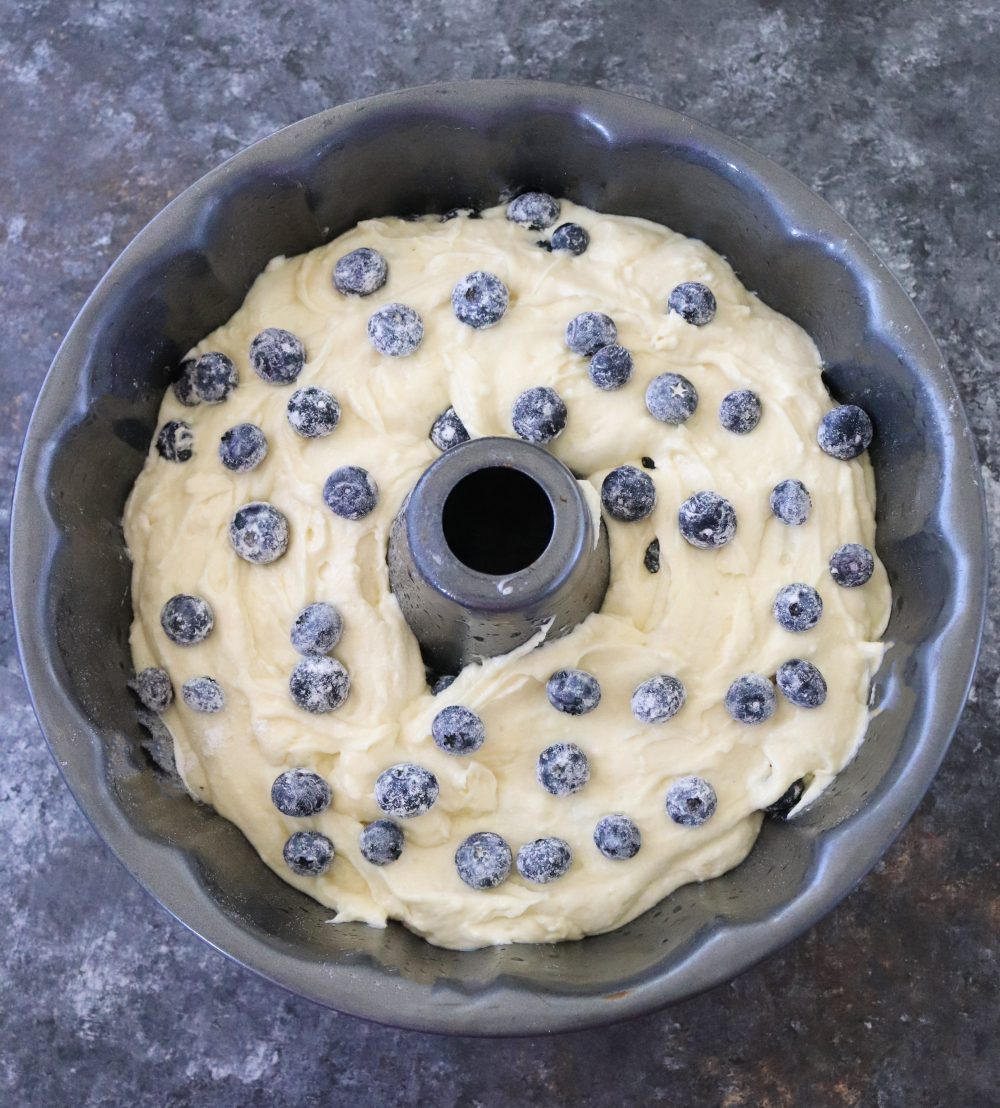 Cake studded with berries