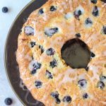 Cake drizzled with lemon glaze