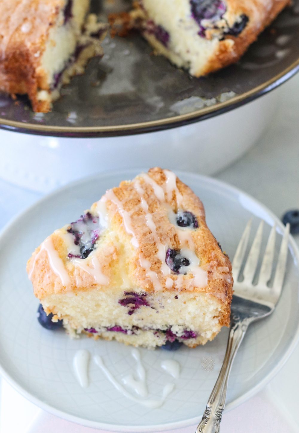 Slice drizzled with glaze