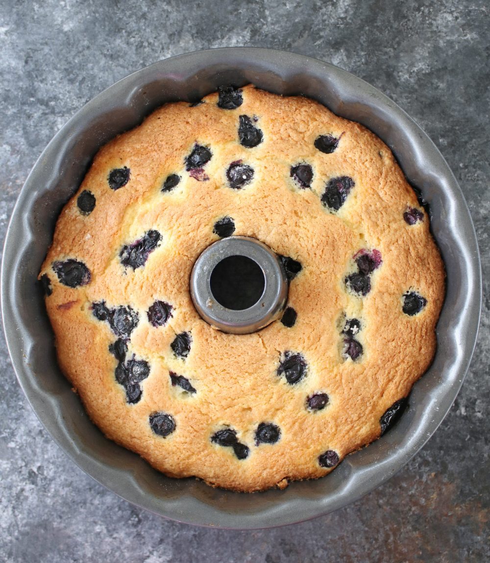 freshly baked cake in the pan