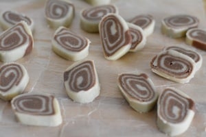 Pinwheel cookies - cut into rolls