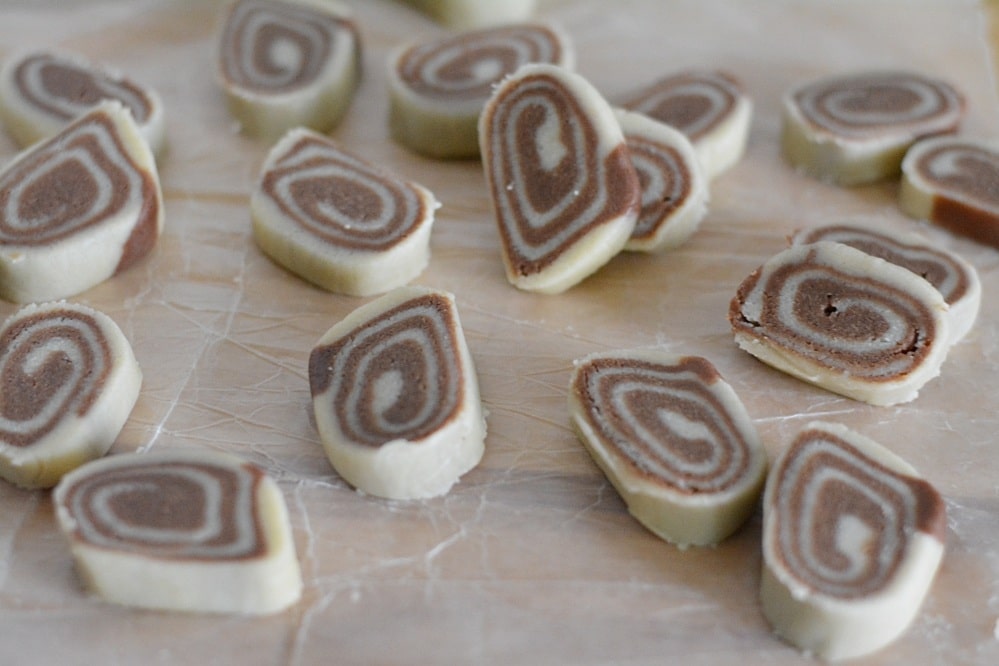 Pinwheel cookies - cut into rolls