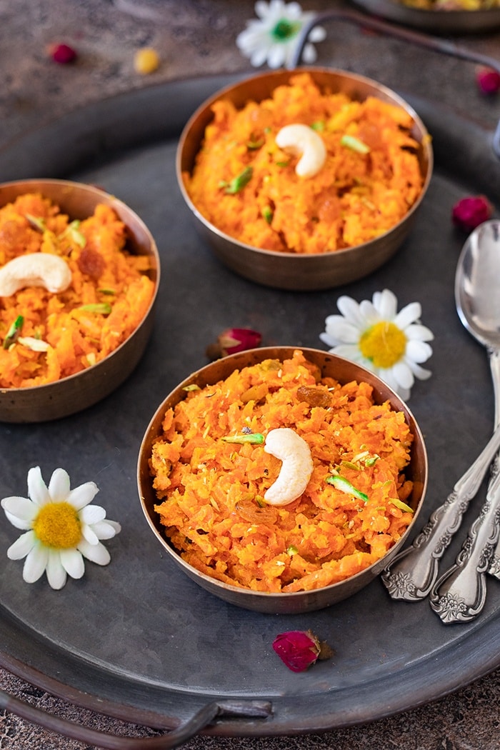 Carrot halwa in a bowl
