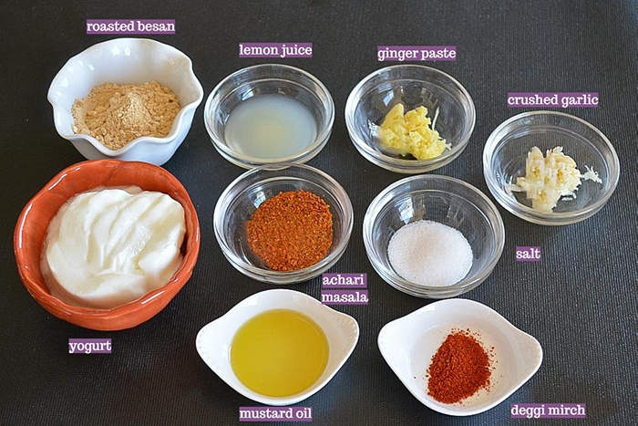 Ingredients required to make Achari paneer tikka recipe