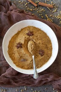 Garam Masala Powder in a plate with spoon