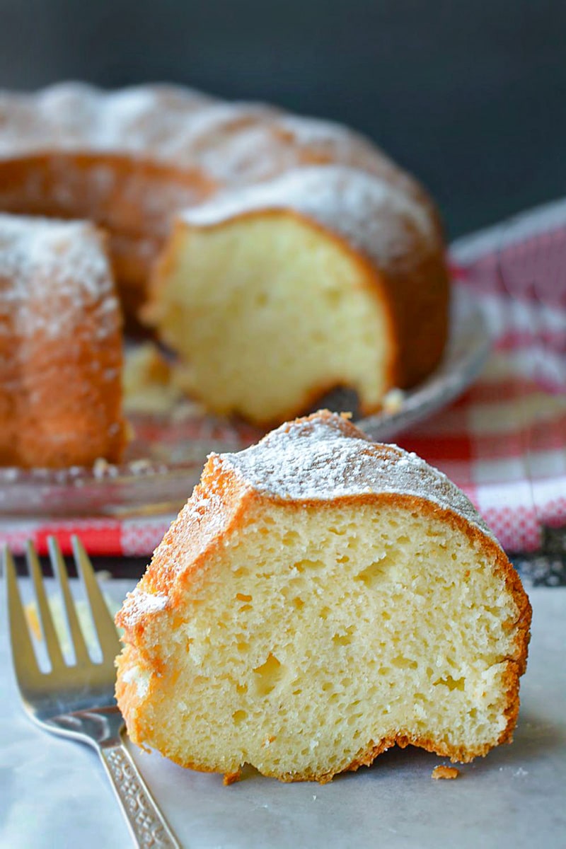 Cut slice of Pound cake
