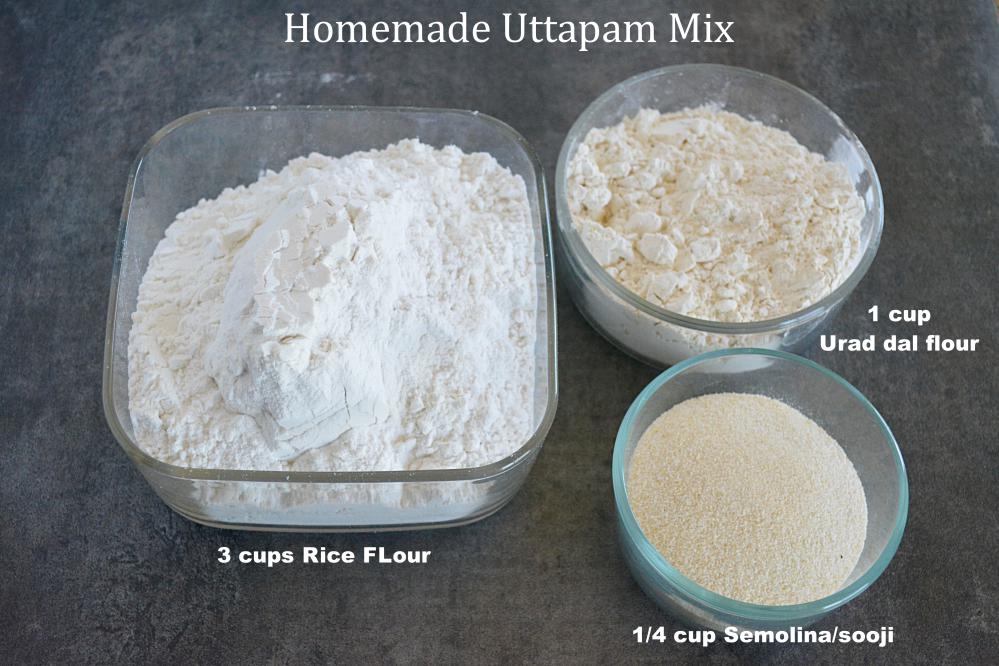 Ingredient list for homemade instant dry uttapam mix