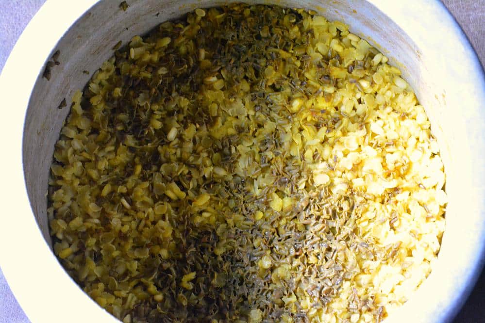 Lentils cooked in pressure cooker