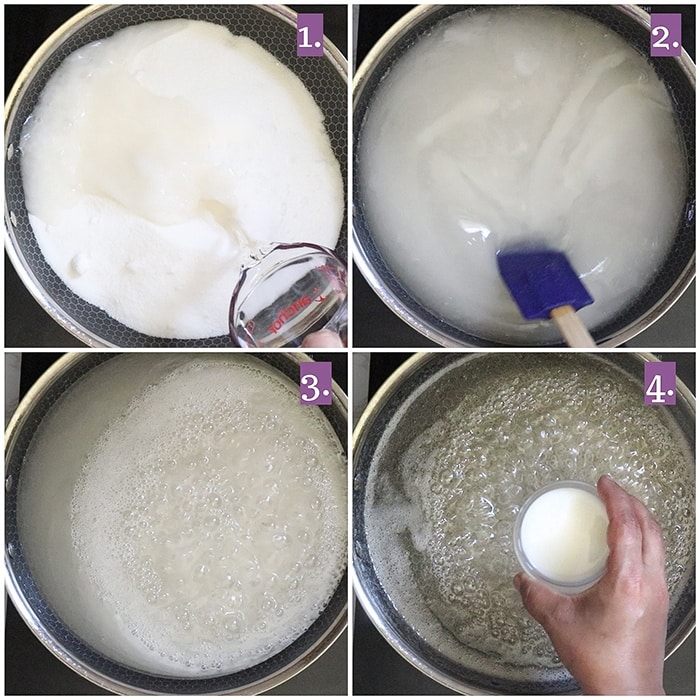 Add sugar to a pan