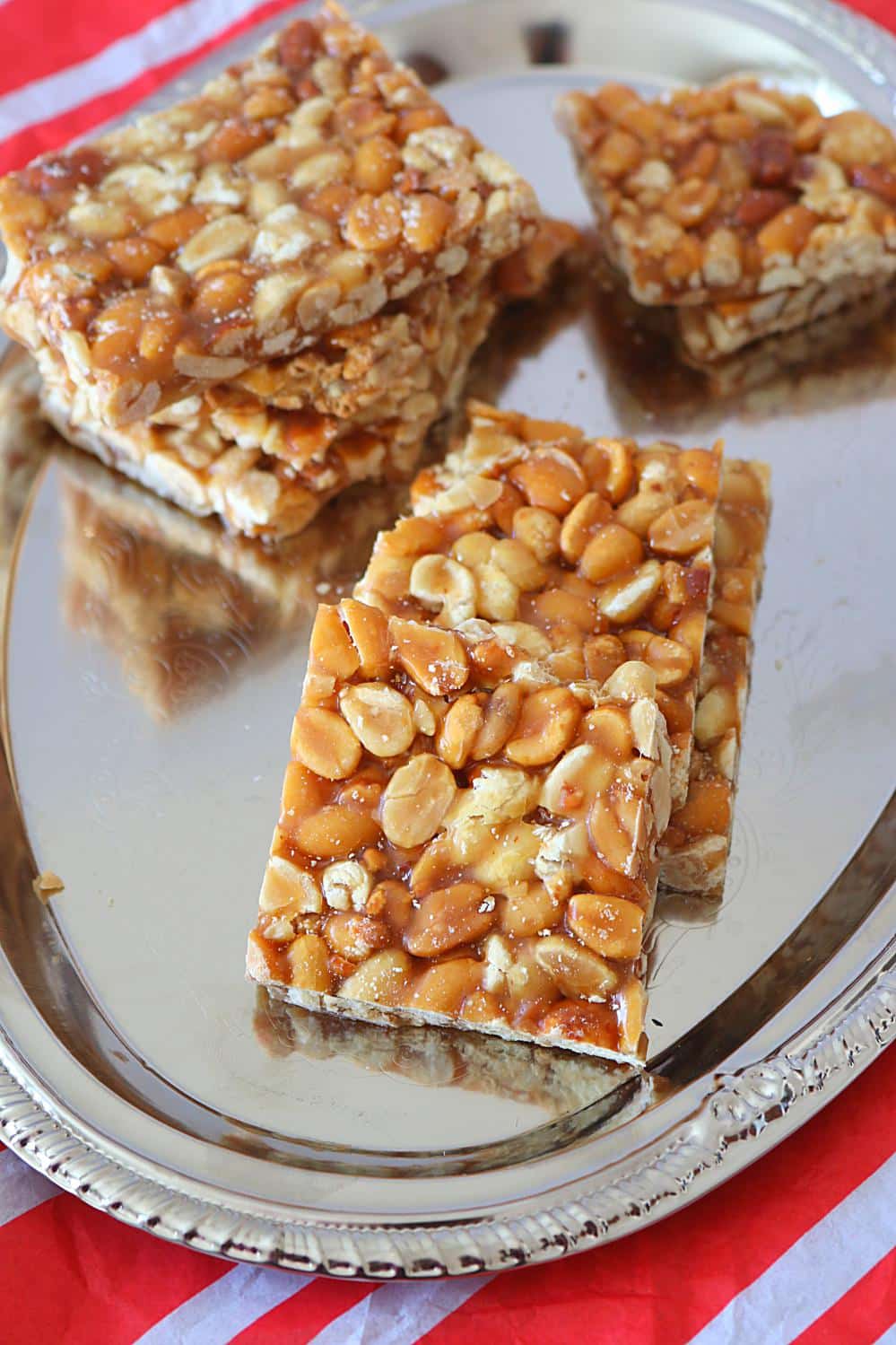 Peanut Chikki or gajak on a tray