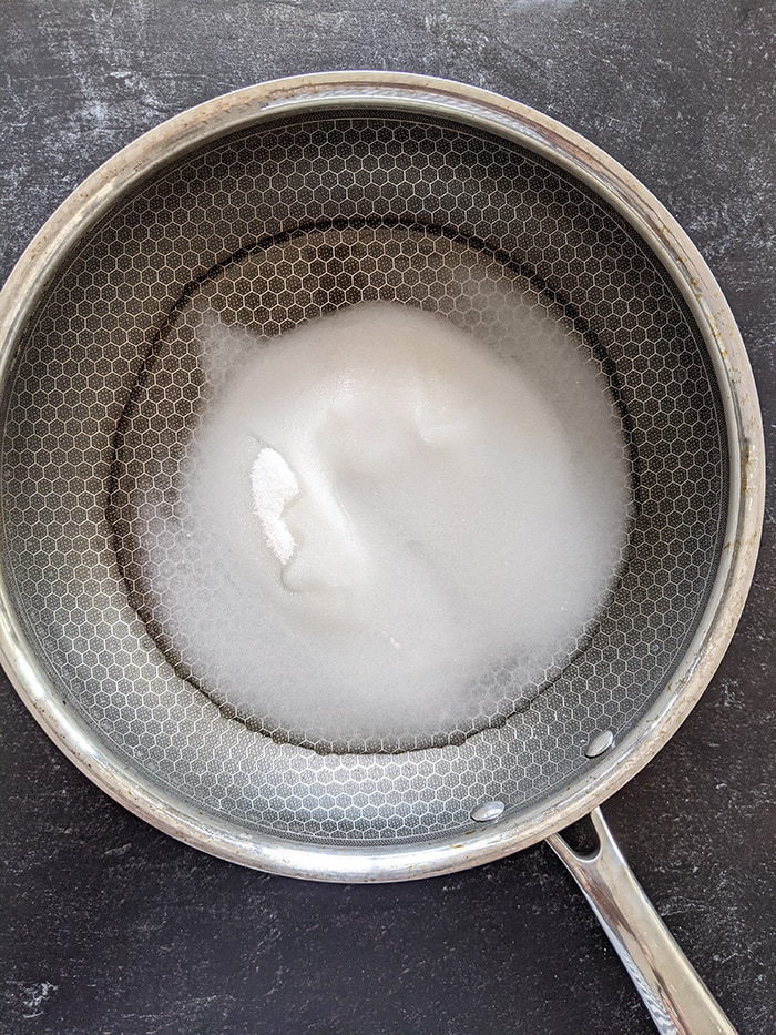 Combine sugar + water in a pan