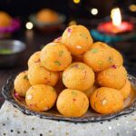 Motichoor ladoo on a plate