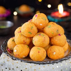 Motichoor ladoo on a plate