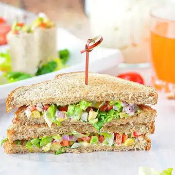 Quick and Easy Avocado Mayo Sandwich layered with fresh ingredients