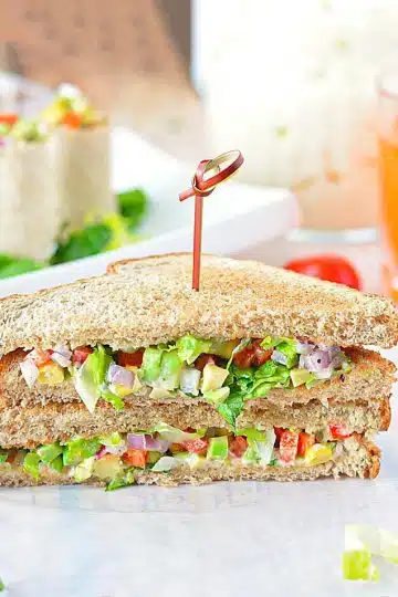 Quick and Easy Avocado Mayo Sandwich layered with fresh ingredients