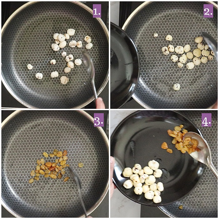 Toast dry nuts in ghee