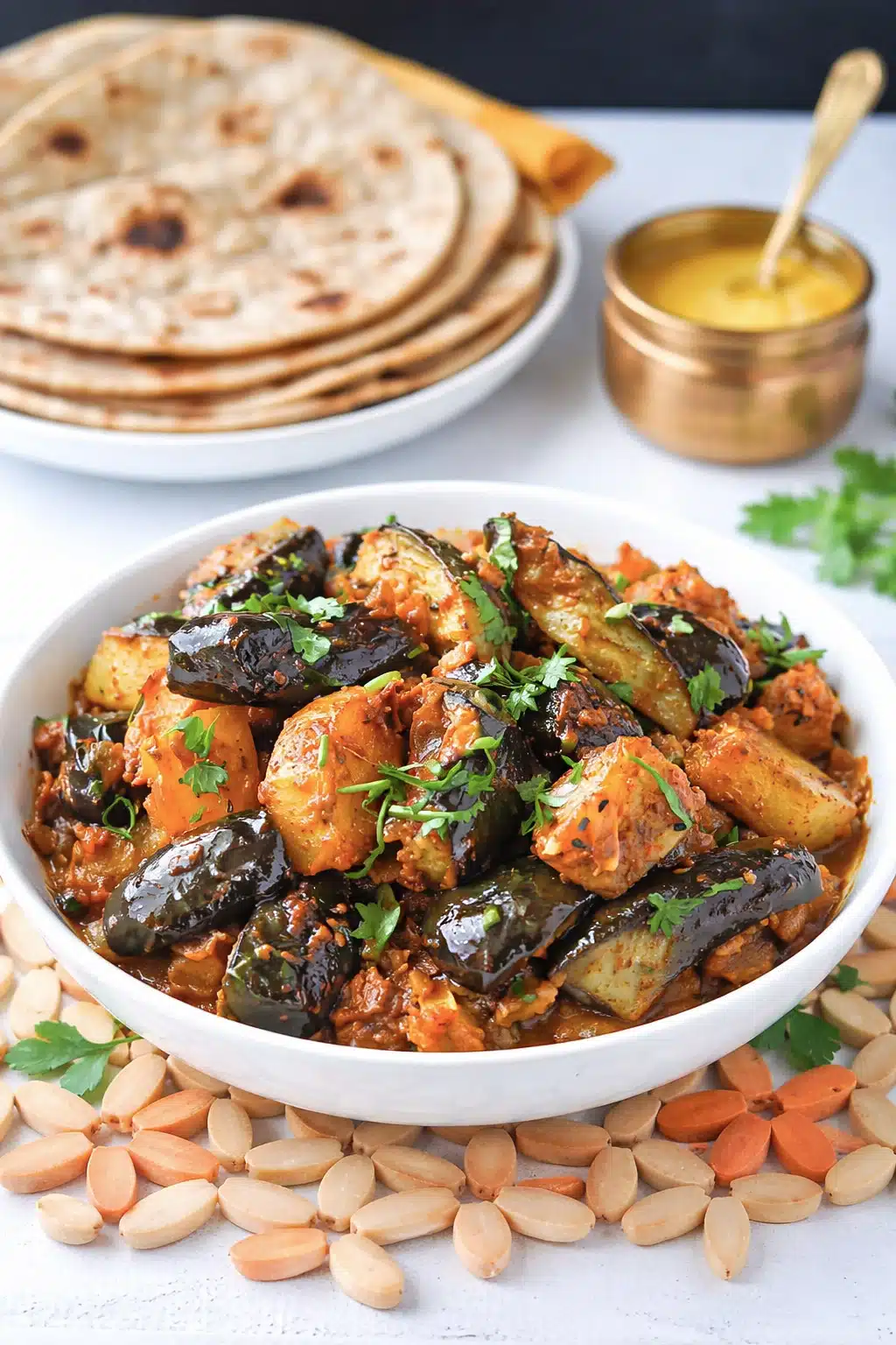 Vegetarian Eggplant Aloo with chapati
