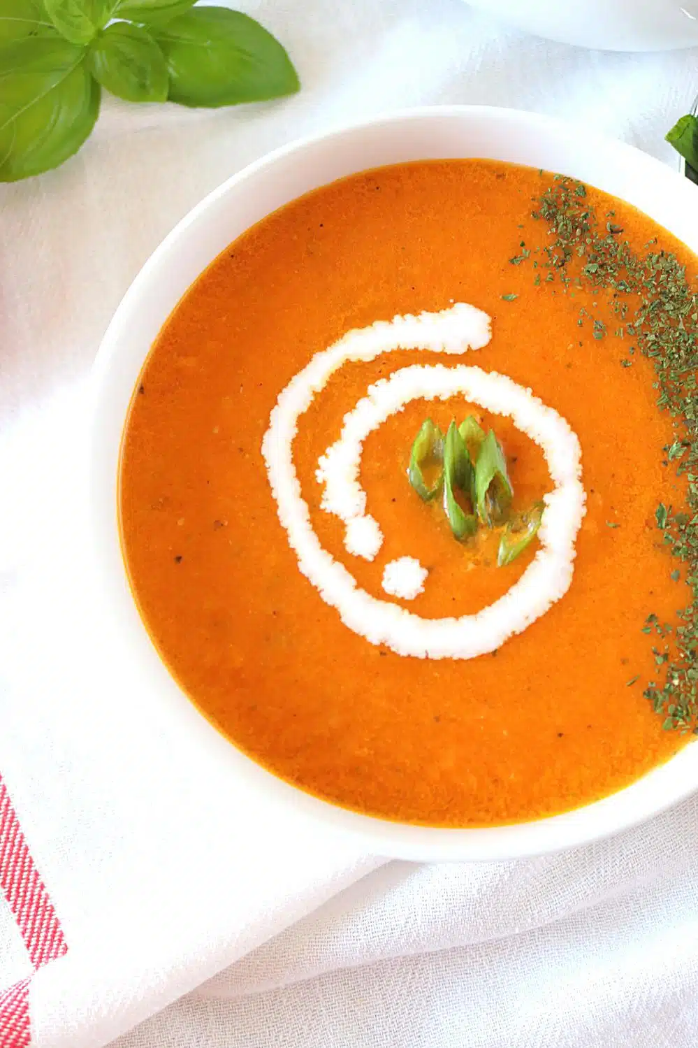 Vegan Roasted Tomato Basil Soup - Ruchiskitchen