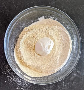 Add yogurt to the flour blend