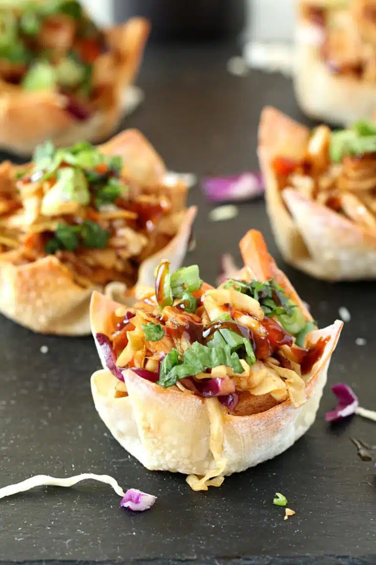 Grilled wonton cups filled with tofu filling