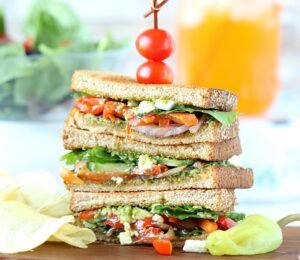 Summer Veggie Sandwiches with Pesto - Ruchiskitchen