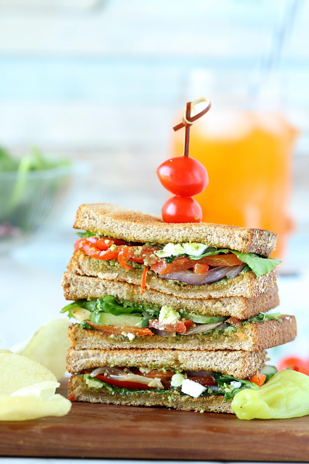 Summer Veggie Sandwiches with Pesto, farmer's market veggie sandwich