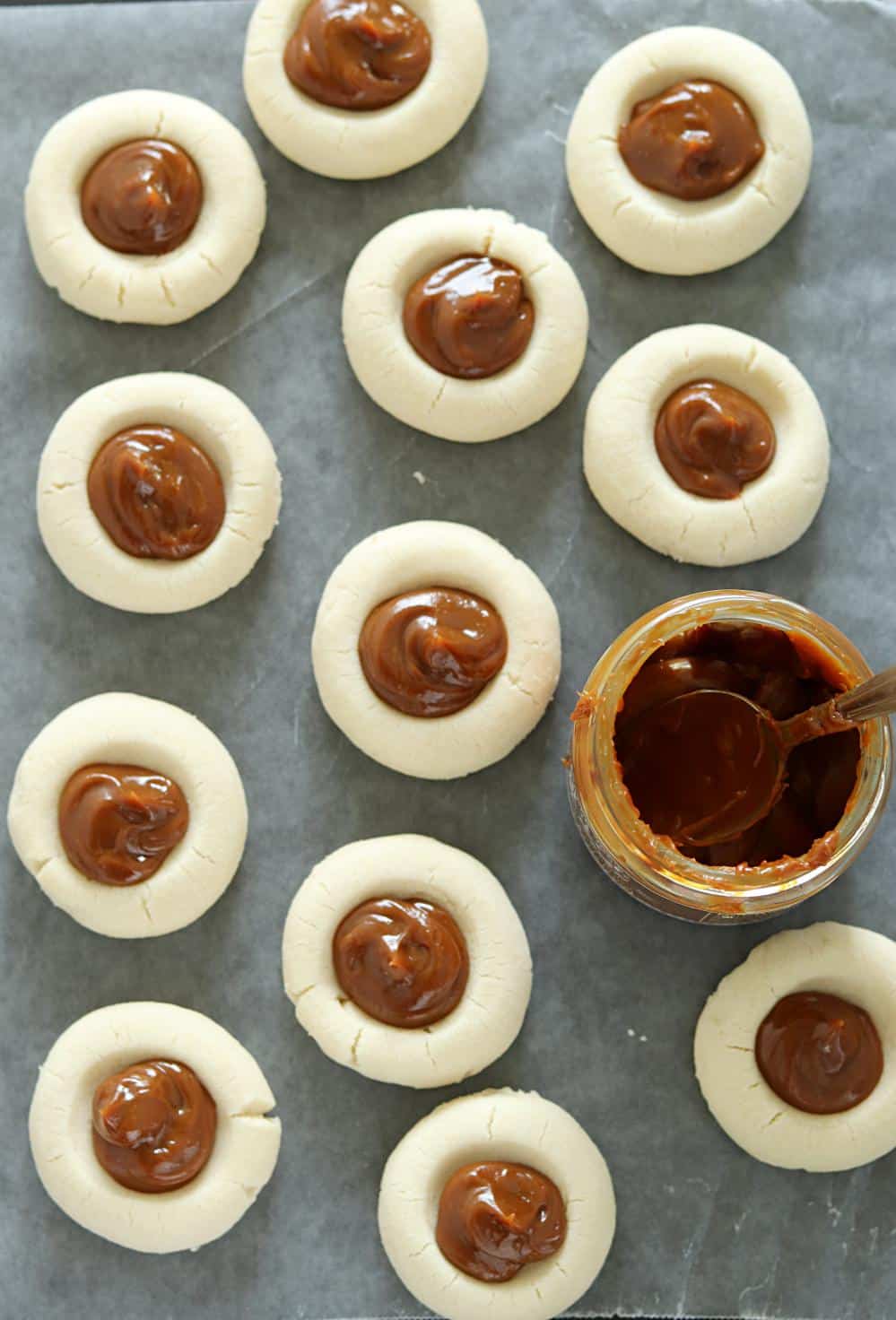 Dulce De Leche Thumbprint Cookies, Egg free thumprint cookies
