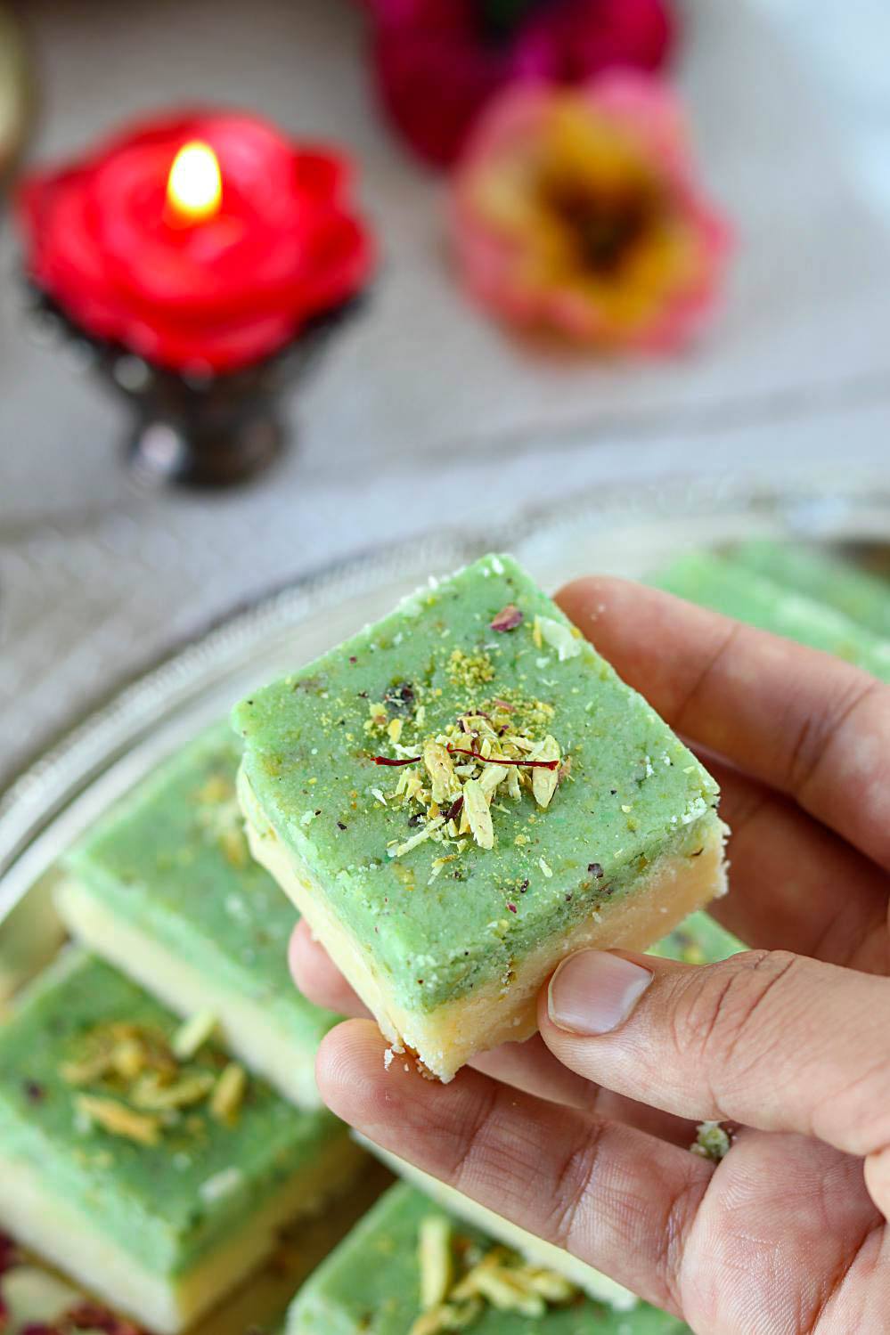 Pista Burfi Recipe - Ruchiskitchen