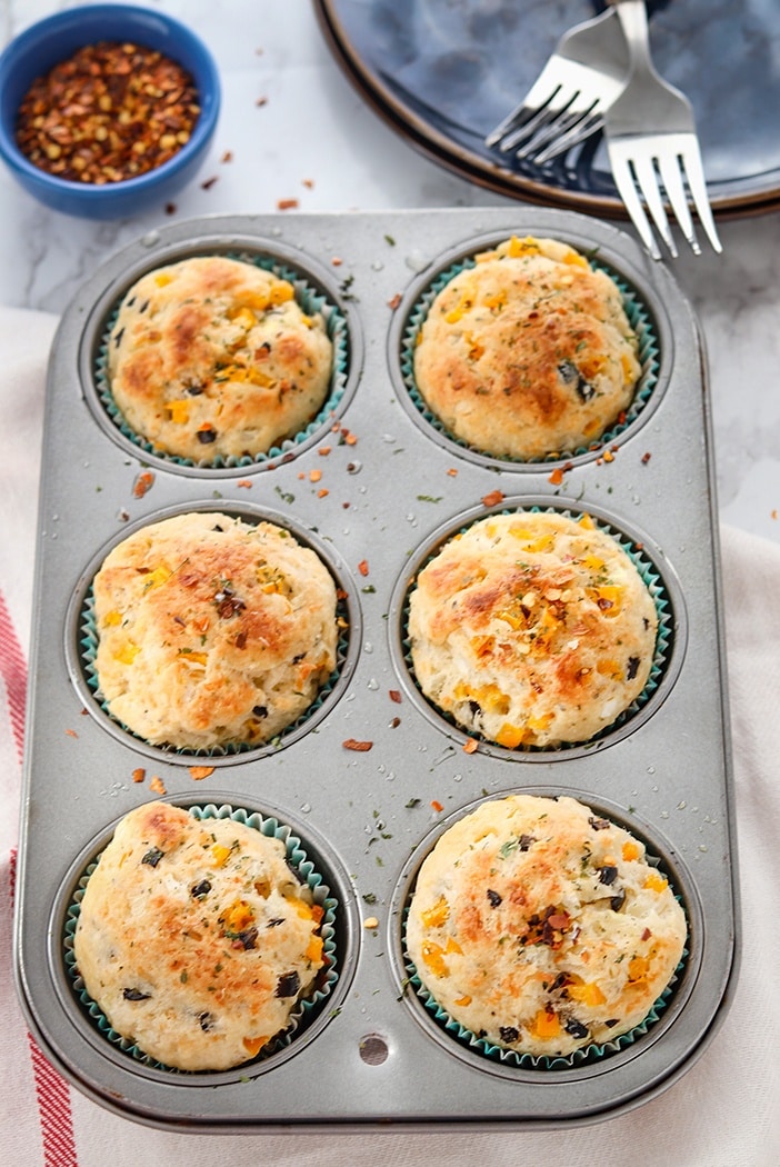 Baked muffins in the pan