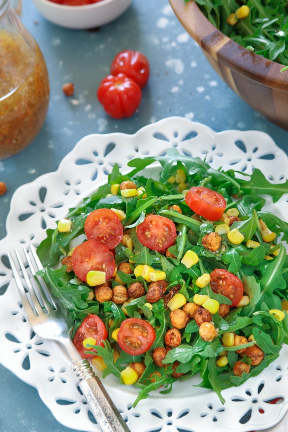 Roasted Chickpea And Arugula Salad | Ruchiskitchen.com