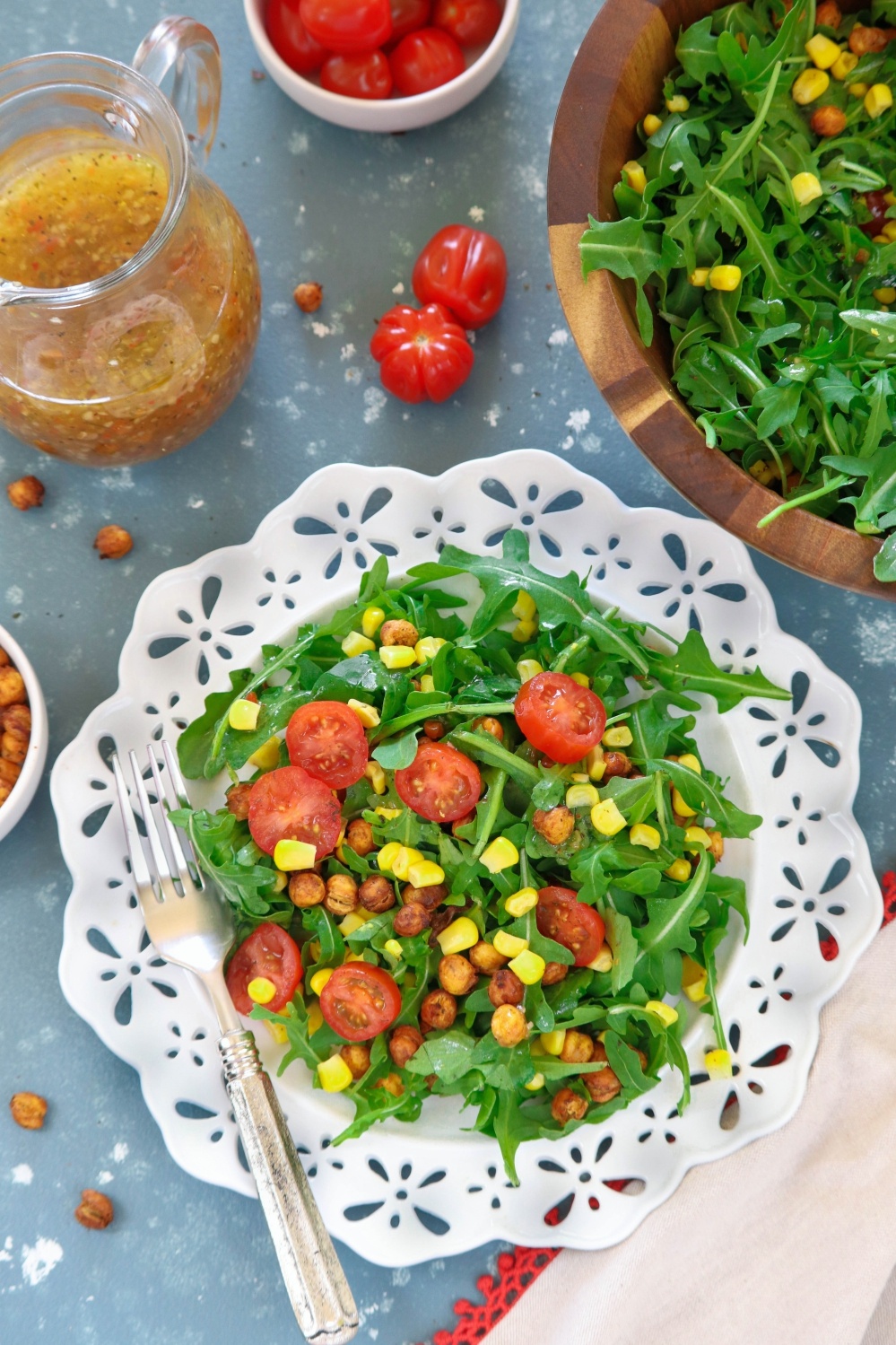 Roasted Chickpea And Arugula Salad | Ruchiskitchen.com