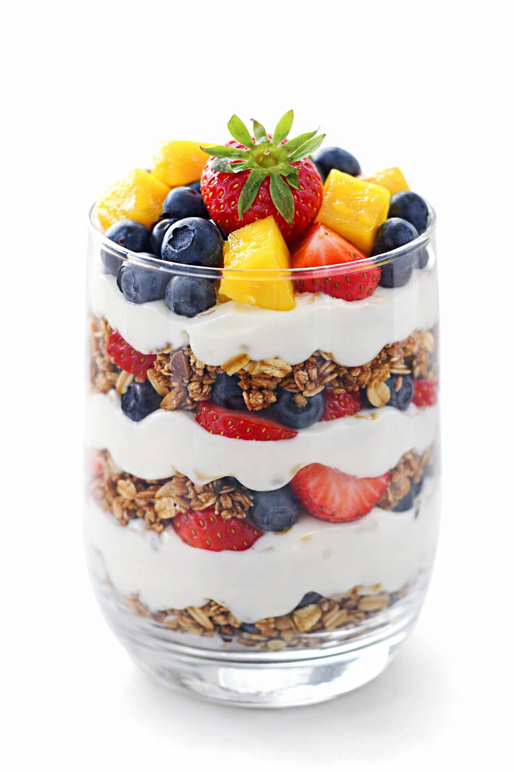 Fresh fruit and yogurt with mango for healthy breakfast