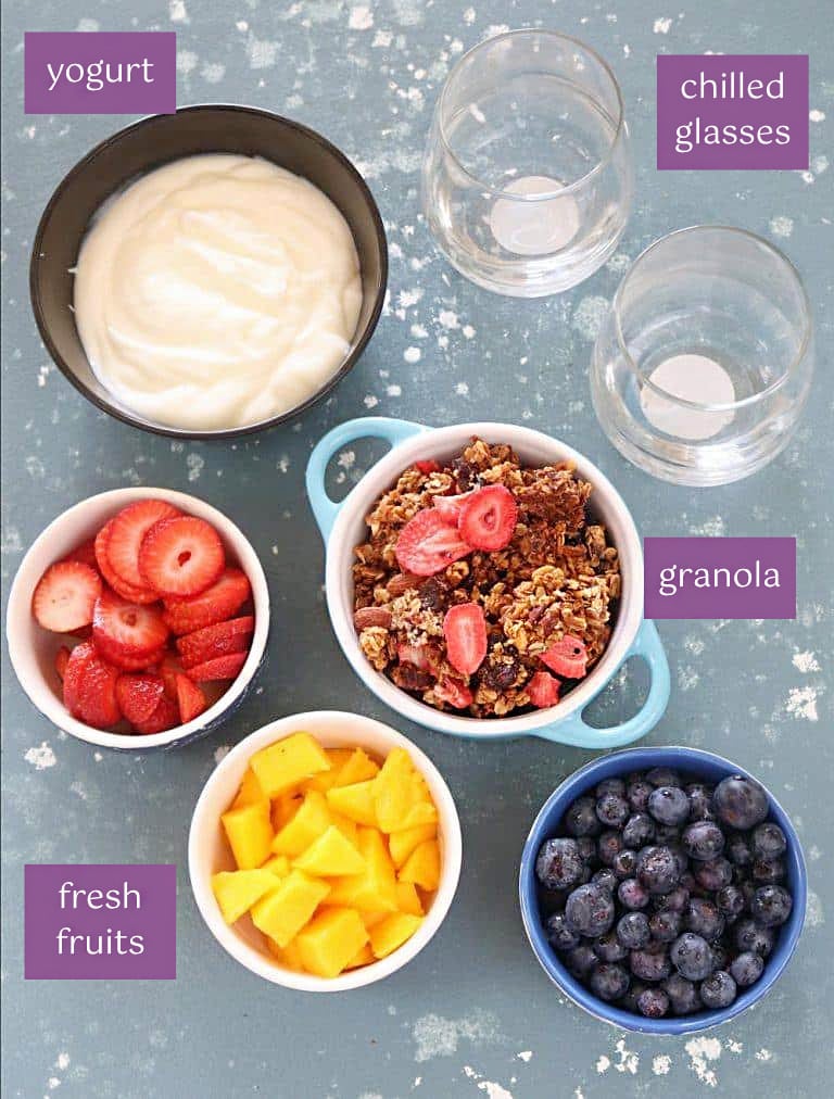 Ingredient list Berry yogurt parfait