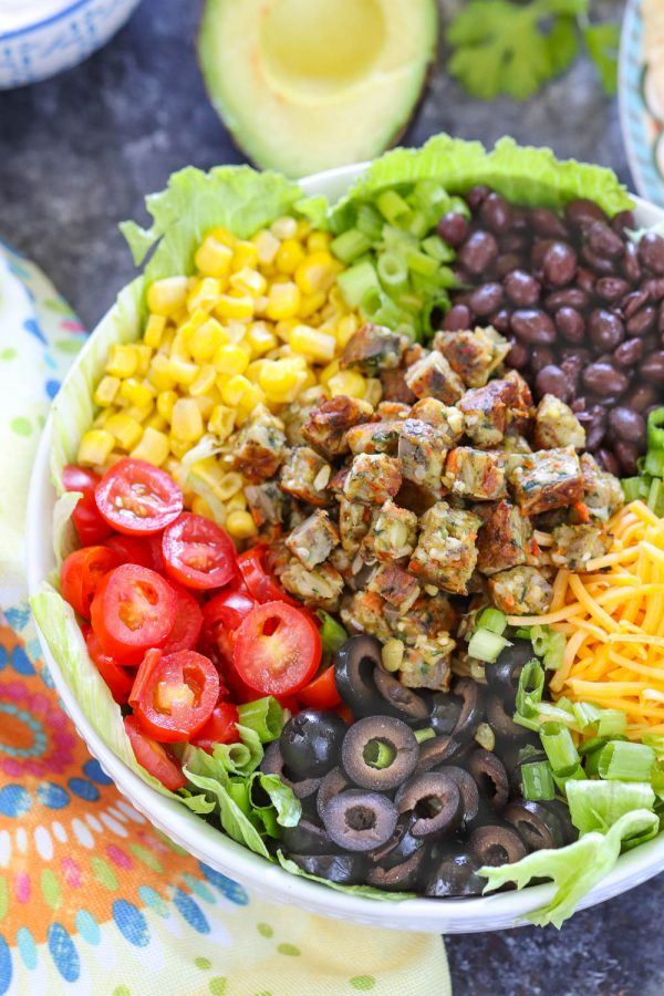 Vegetarian Taco Salad, Vegetarian Black Bean and Corn Taco Salad
