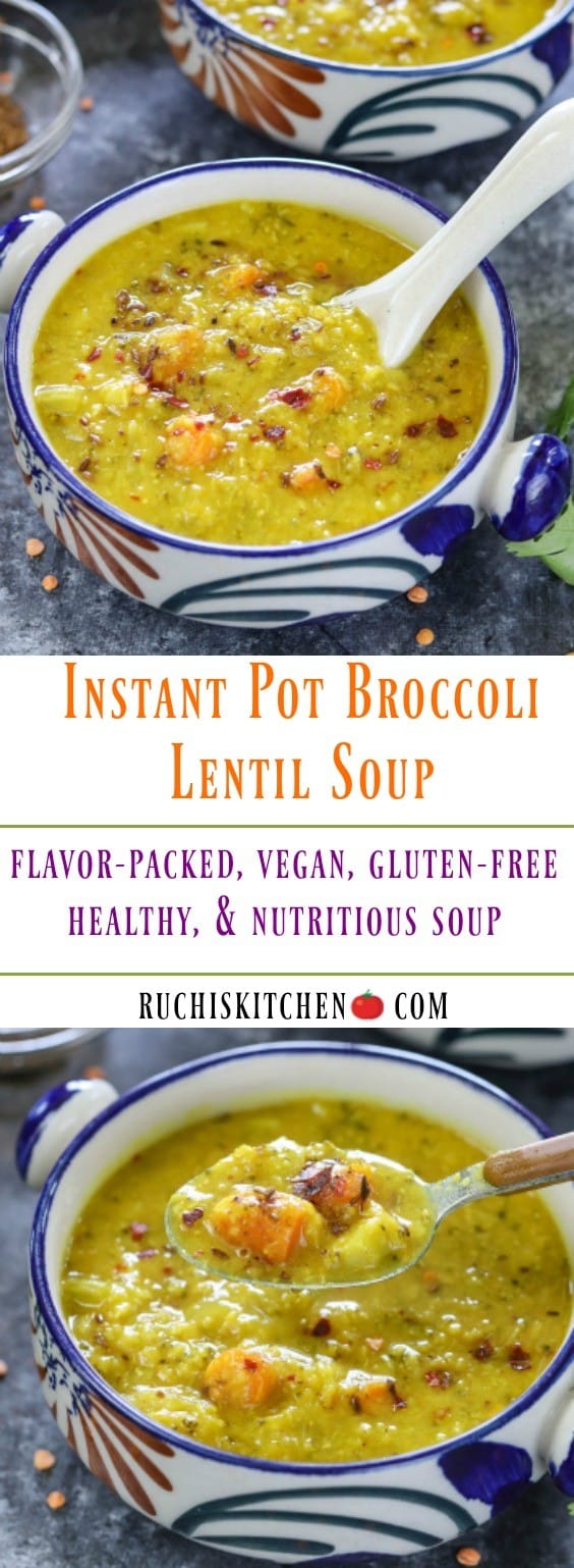 Instant Pot Broccoli Lentil Soup, Detox Instant Pot Broccoli Lentil Soup