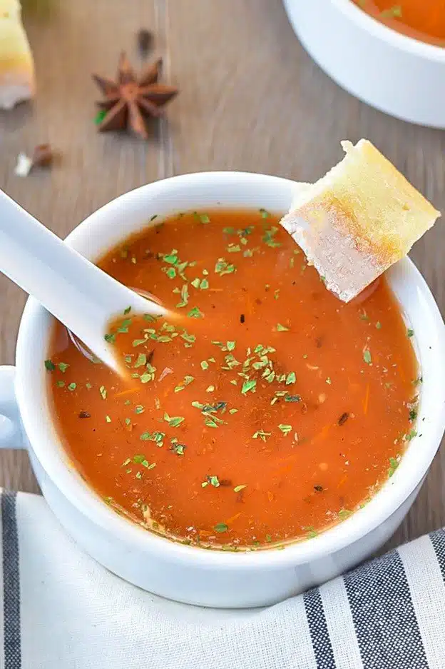 Tamatar ka shorba with crouton - Spiced Indian Tomato soup