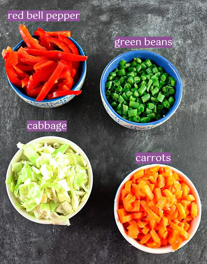 Shahi veg biryani ingredient list - Vegetables