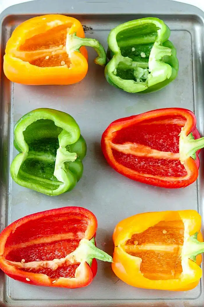 Bell peppers cut in halves