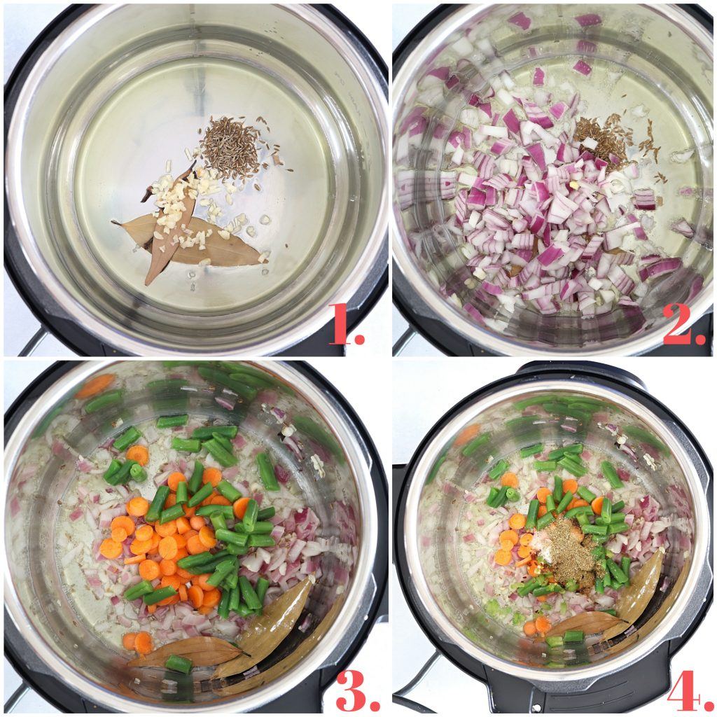 Step by step pictures of making Pulao